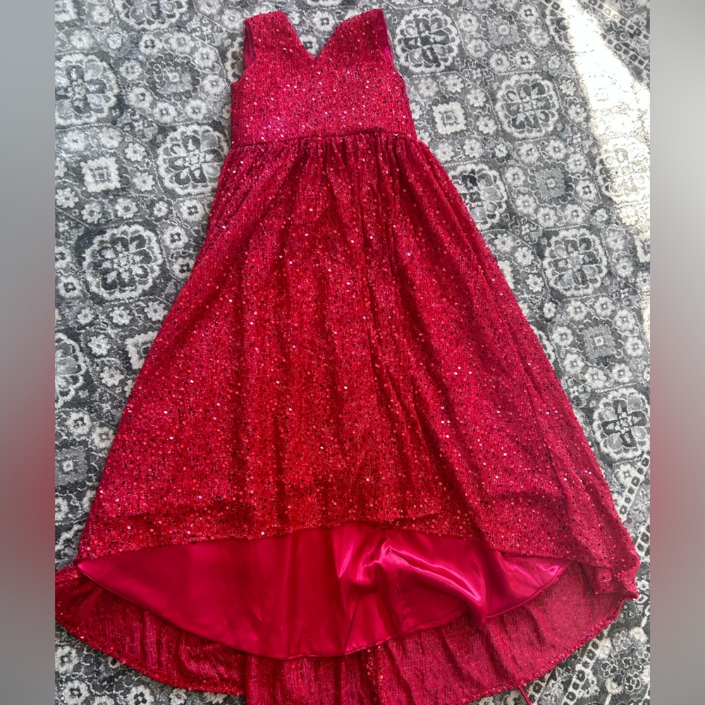 Hand made girls red sequin dress